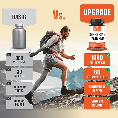 Miniatura 4 de Suplemento de berberina de 1000 mg con hoja orgánica de Gymnema Sylvestre - 60 cápsulas con extracto de alta concentración - Apoyo para el sistema