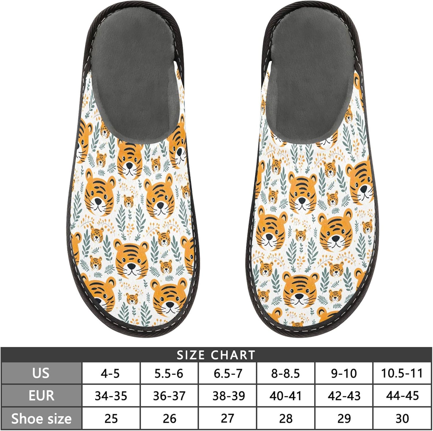 Cute Tiger House Slippers – Cozy Fuzzy Slippers for Guests, Washable & Disposable, Perfect for Shoeless Home, Spa & Hotel Use A112232