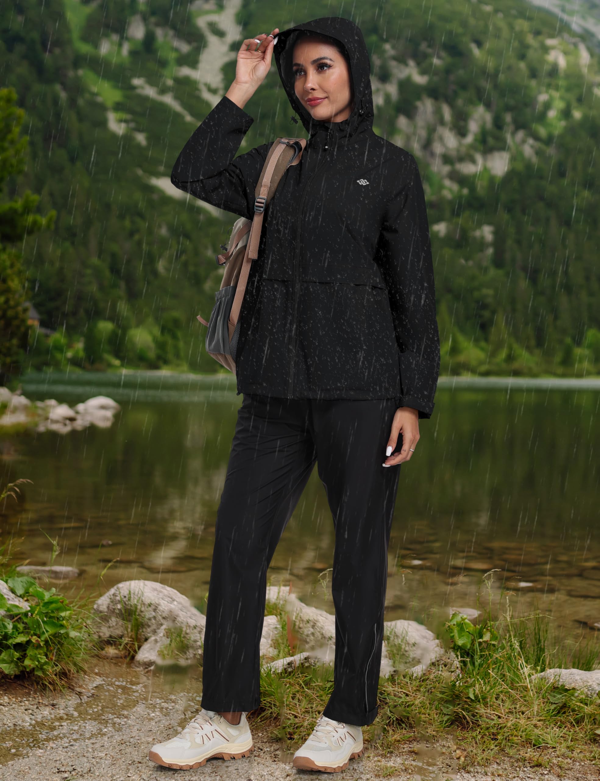 MoFiz Chaquetas Impermeables Mujer Chaqueta Chubasquero Plegable Ligero Cortavientos Impermeable para Ciclismo Acampada Trekking Viajes Senderismo