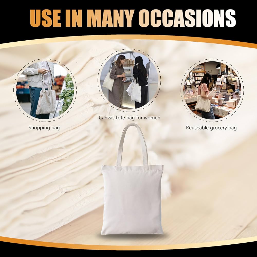 Amazon.com: YACEYACE Canvas Zipper Tote Bag, 3Pcs 14