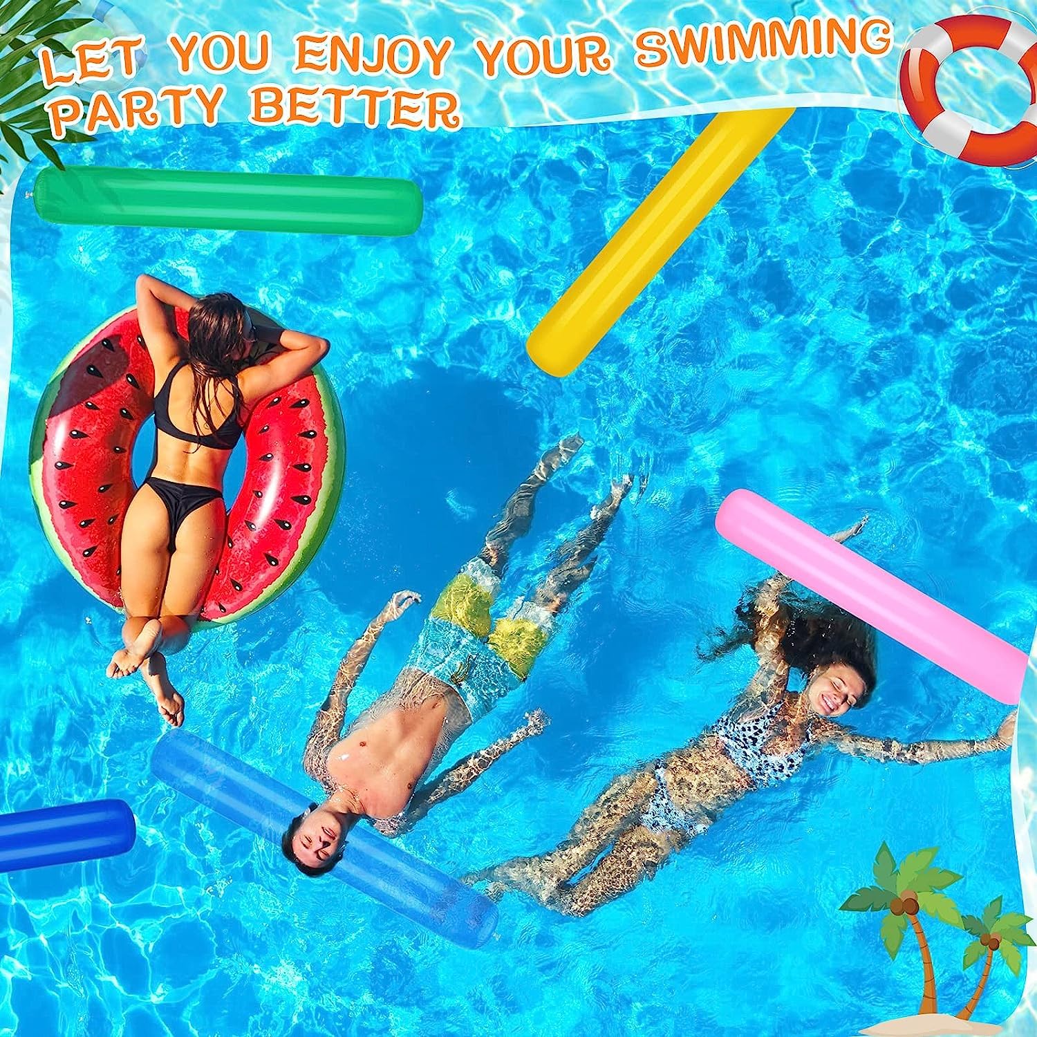 Nouilles Piscine Gonflables AILUYA - Lot De 4 - 105cm - PVC Résistant - Pour Aquagym & Jeux Aquatiques