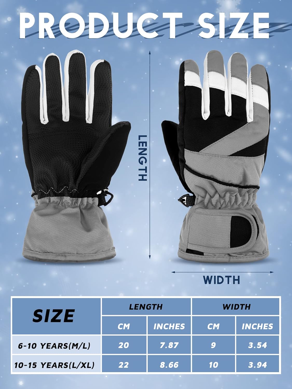 Janmercy 2 Pairs Kids Winter Gloves Waterproof Ski Gloves Snow Thermal Thick Warm Mittens for Cold Weather Children Boys Girls - Image 3