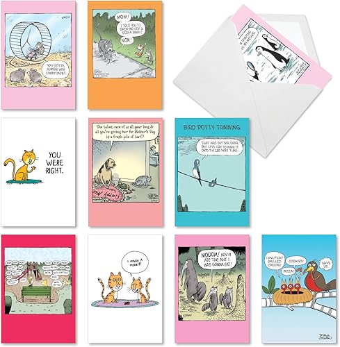 Miniatura 11 de NobleWorks - 10 tarjetas surtidas del día de la madre con sobres - Tarjetas divertidas en caja para mamá, madrastra, mujeres - Mamá siempre sabe