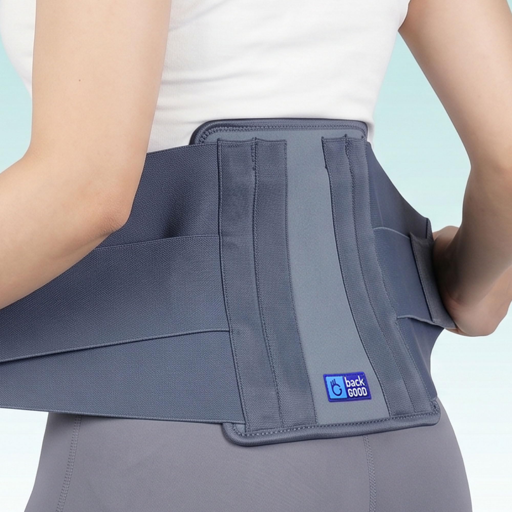 BackGood Lumbar Sacral Belt | 5-Year Warranty | Back Support Belt for Lower Back Pain, Sciatica, Muscle Strains, Posture Correction | Orthopedic Belt 4 Metal Stays | Men & Women (XXL)(Grey)