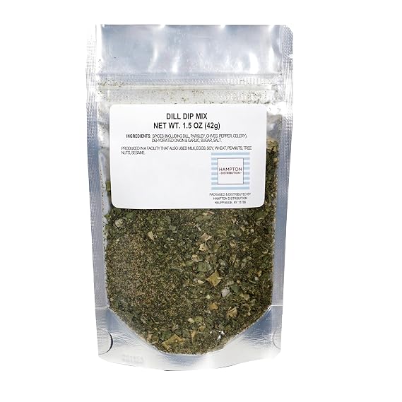 Dill Dip Mix, Dill Seasoning, 1.5 Ounce Resealable Bag, Hampton Distribution