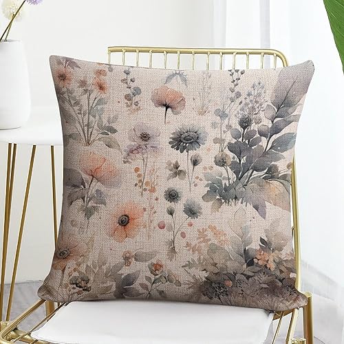 Miniatura 7 de MaSiledy Fundas de almohada decorativas modernas de 18 x 18 pulgadas, diseño de margaritas y hojas florales de margaritas, decoración del hogar,