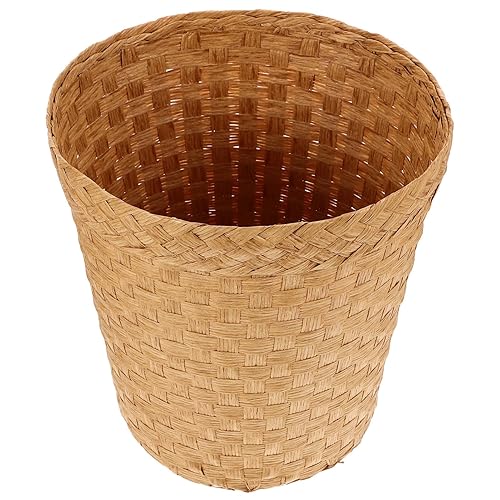 Alipis Cubo de basura tejido de hierba marina, cesta de basura de mimbre, cesta de almacenamiento de ratán para lavandería, maceta, contenedor de