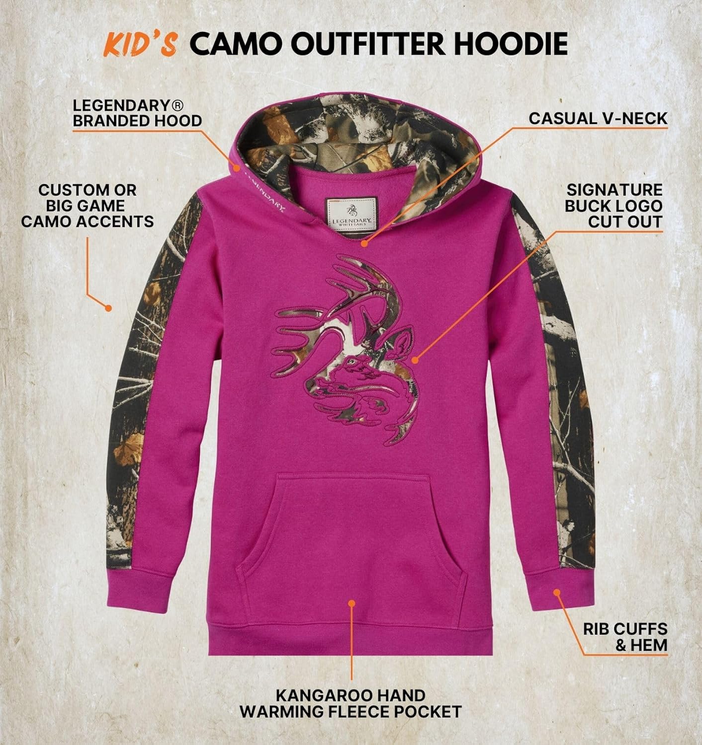 Legendary Whitetails Youth Camo Outfitter Hoodie - Image 3