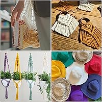 Vista 7 de Cordón de algodón macramé 5 mm x 109 yardas 4 hebras, Munzong Natural hecho a mano 4 cuerdas de algodón trenzadas para tejido de pared colgante DIY