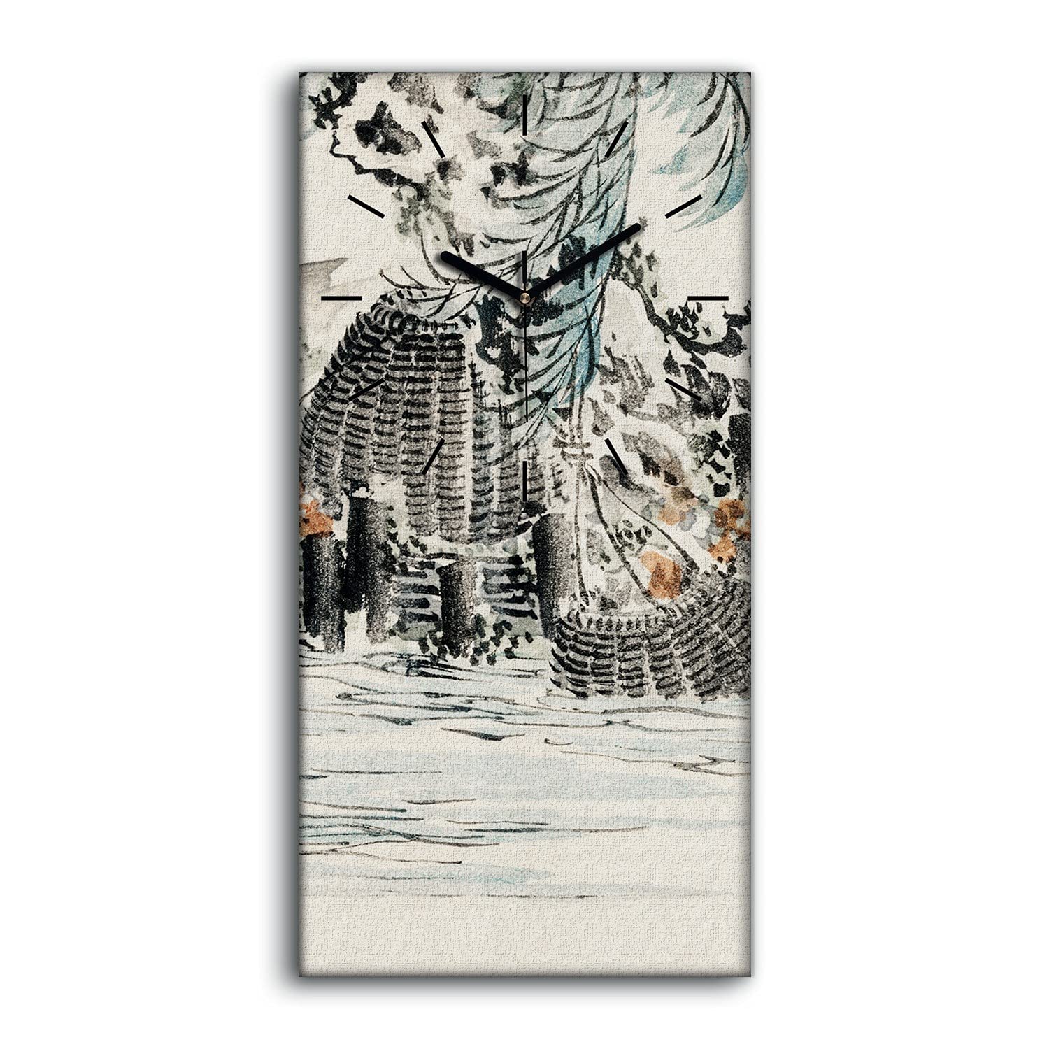 Horloge sur toile art moderne avec mains noires et image de prestige