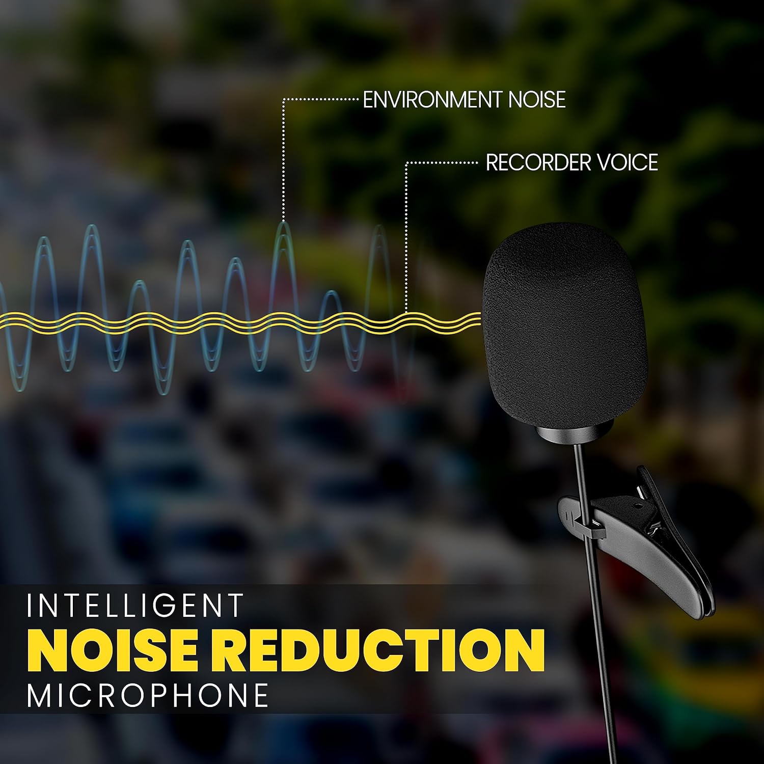 Diagram illustrating intelligent noise reduction in a microphone