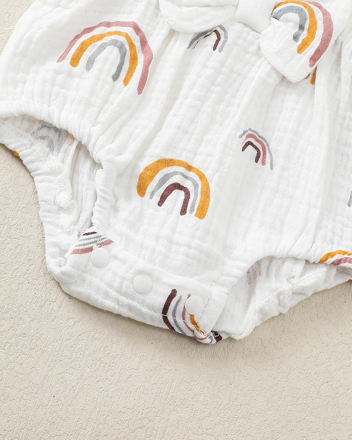 Renotemy Baby Girl Clothes Infant Summer Romper Cotton Linen Newborn Essentials Photography Preemie Outfits with Hat&Headband - Image 5