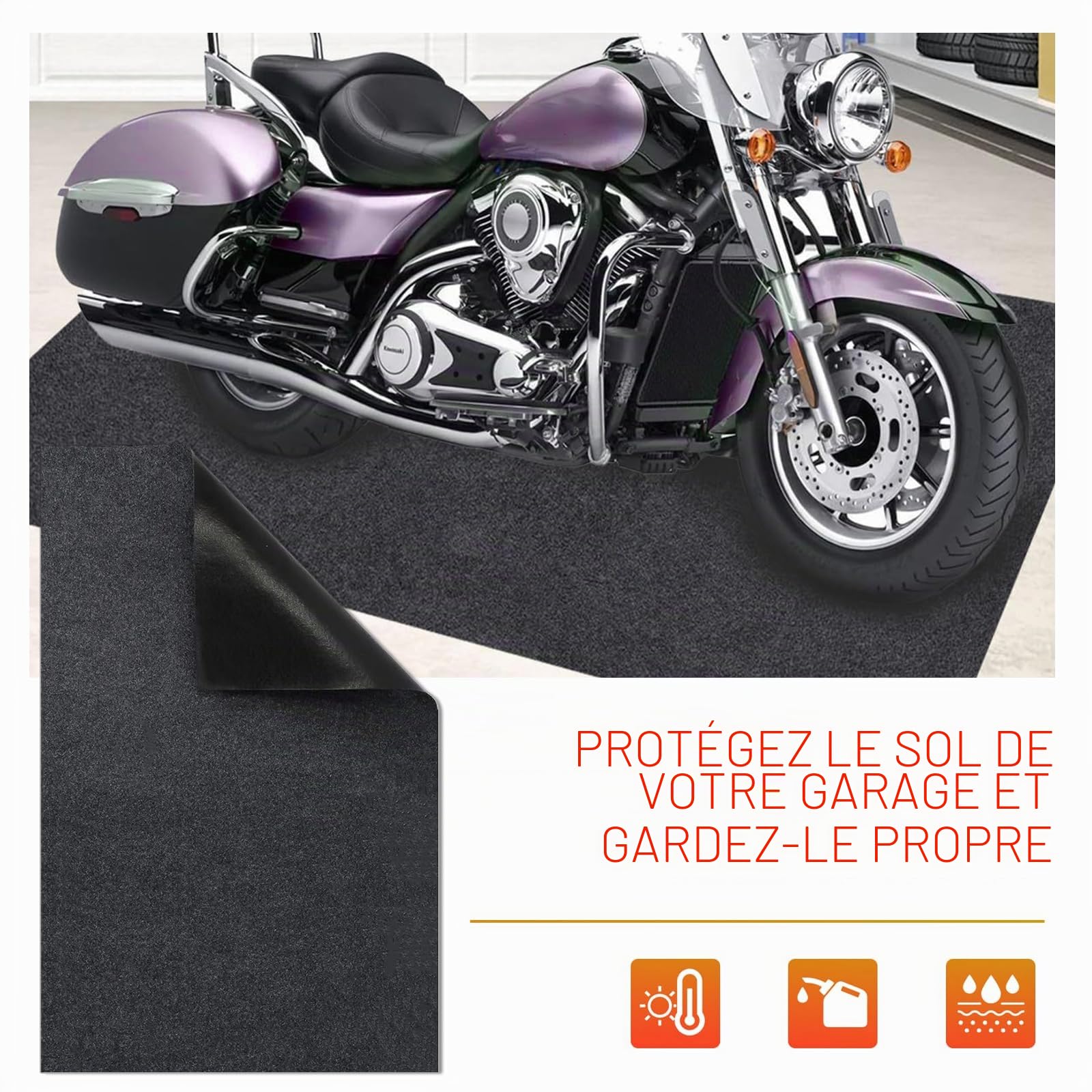 Tapis de Garage 100x200 CM Tapis Moto Garage Atelier Collection D'huile Tapis De Protection