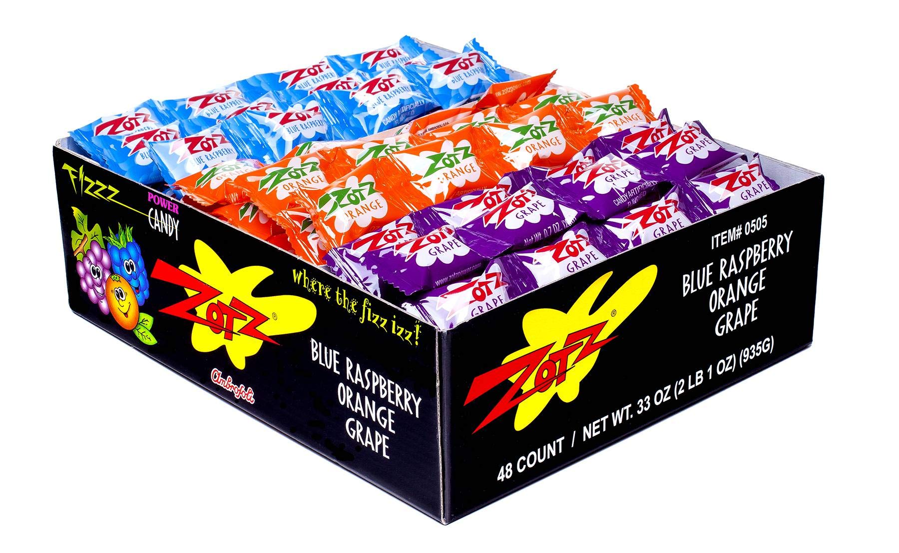 Amazon.com : Zotz Blue Raspberry Orange Grape Fizz Power Candy