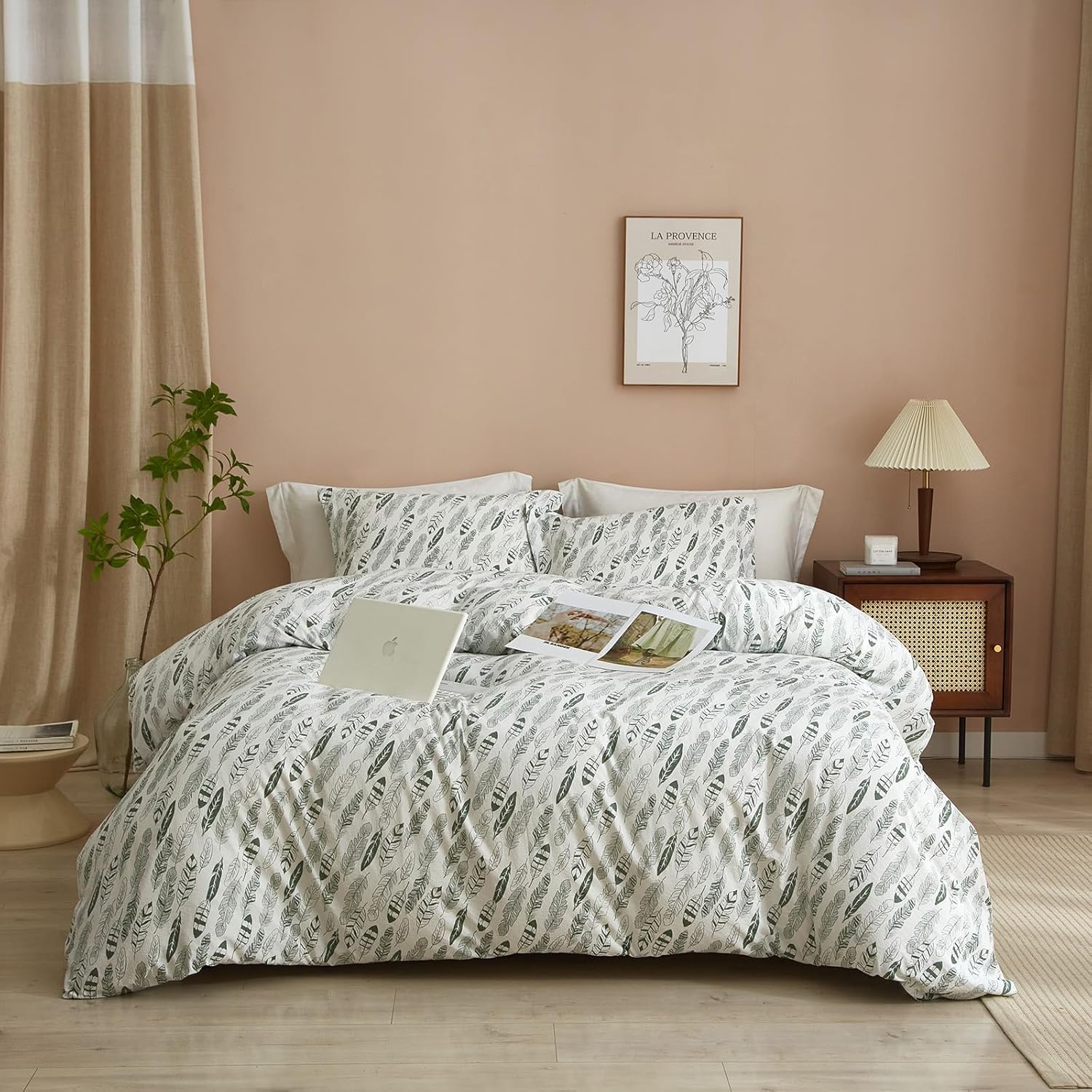 VClife Boho Green Branch Duvet Cover Twin Super Soft