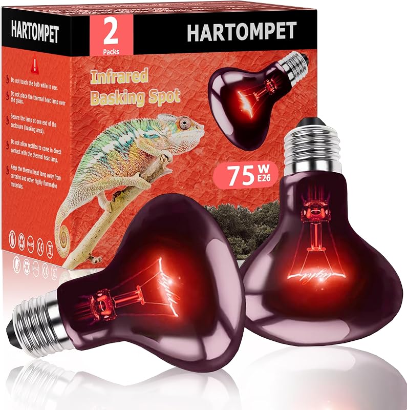 Lâmpada de Aquecimento Infravermelho Vermelho para Terrário HARTOMPET HP-R80 75 W, Pacote com 2