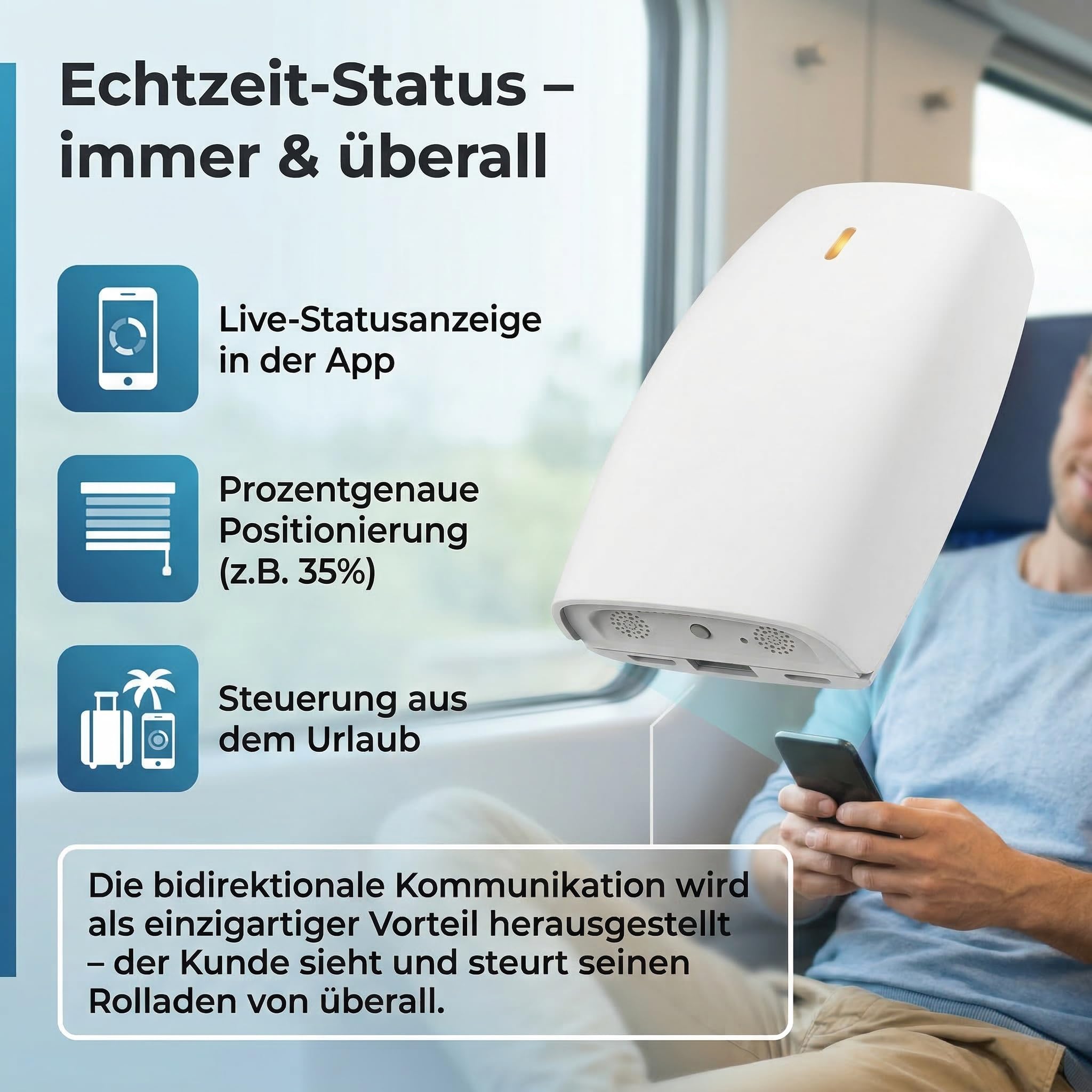 heicko Smart Home Box bi-direktional - WLAN Gateway für Rollladensteuerung & Jalousienmotor - Steuerung per App, Alexa, Google Home & Siri - bis zu 30 Motoren, 20 Zeitschaltungen