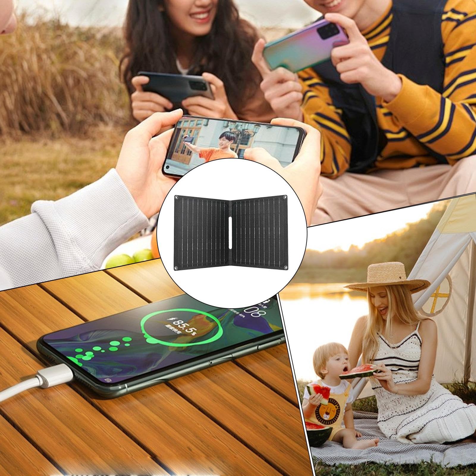 Chargeur Solaire | Panneaux Solaires 30W Extérieur,Chargeur Imperméable et Pliable pour Téléphone, Tablette, Camping-Car, Randonnée et Aventures en Extérieur