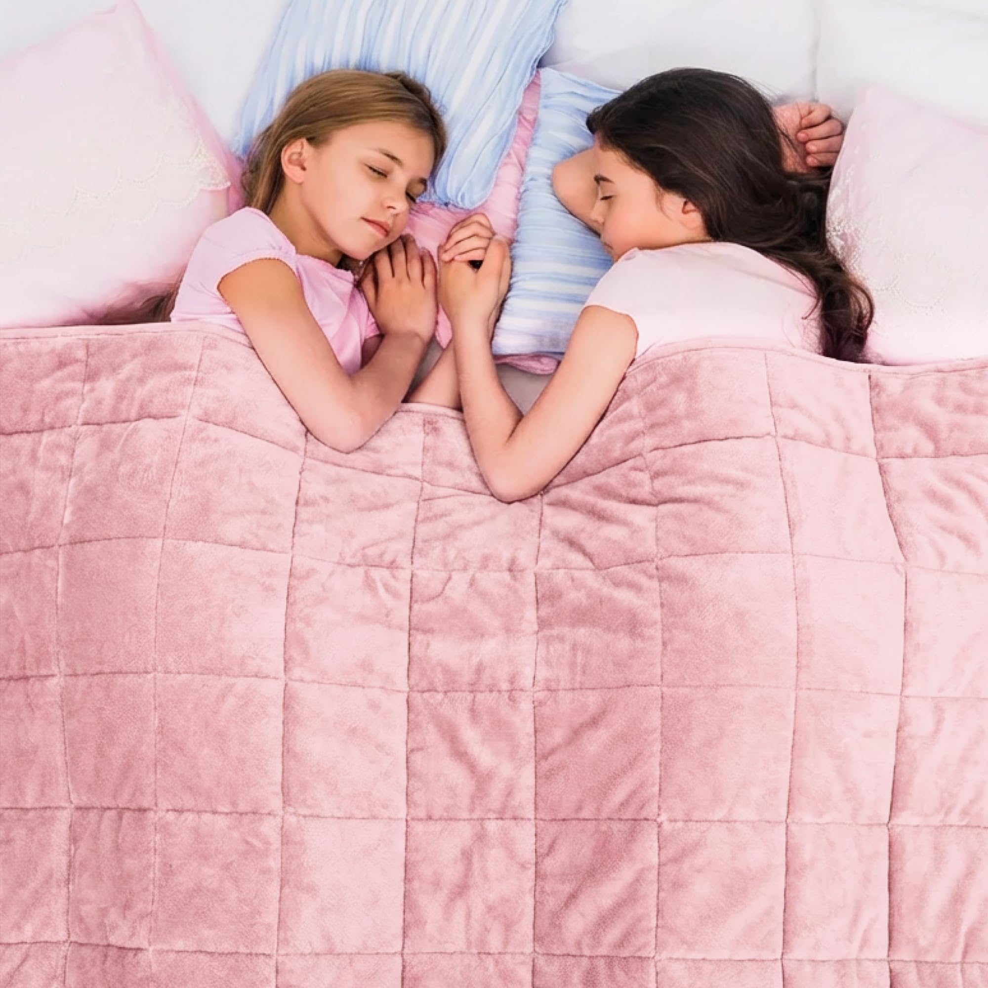 Dailydream Couverture Lestée Enfant | thérapeutique | 90x120 cm | 2,3 kg | Rose Douillet | 100% Coton | avec Perles de Verre | Couette pondérée | apaisante et relaxante | Poids corporel 20-35 kg
