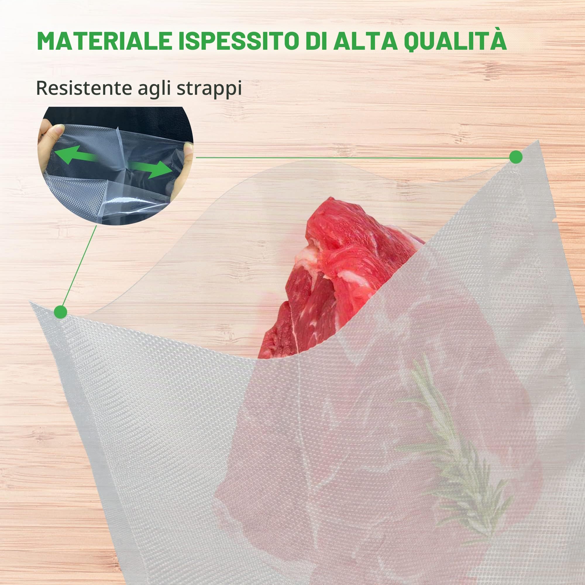 KitchenBoss Sacchetti per il Sottovuoto Alimenti, 3 Rotoli 20x500cm, Sacchetti Sottovuoto Alimenti, Rotoli per Sottovuoto Alimenti rotolo sottovuoto alimenti