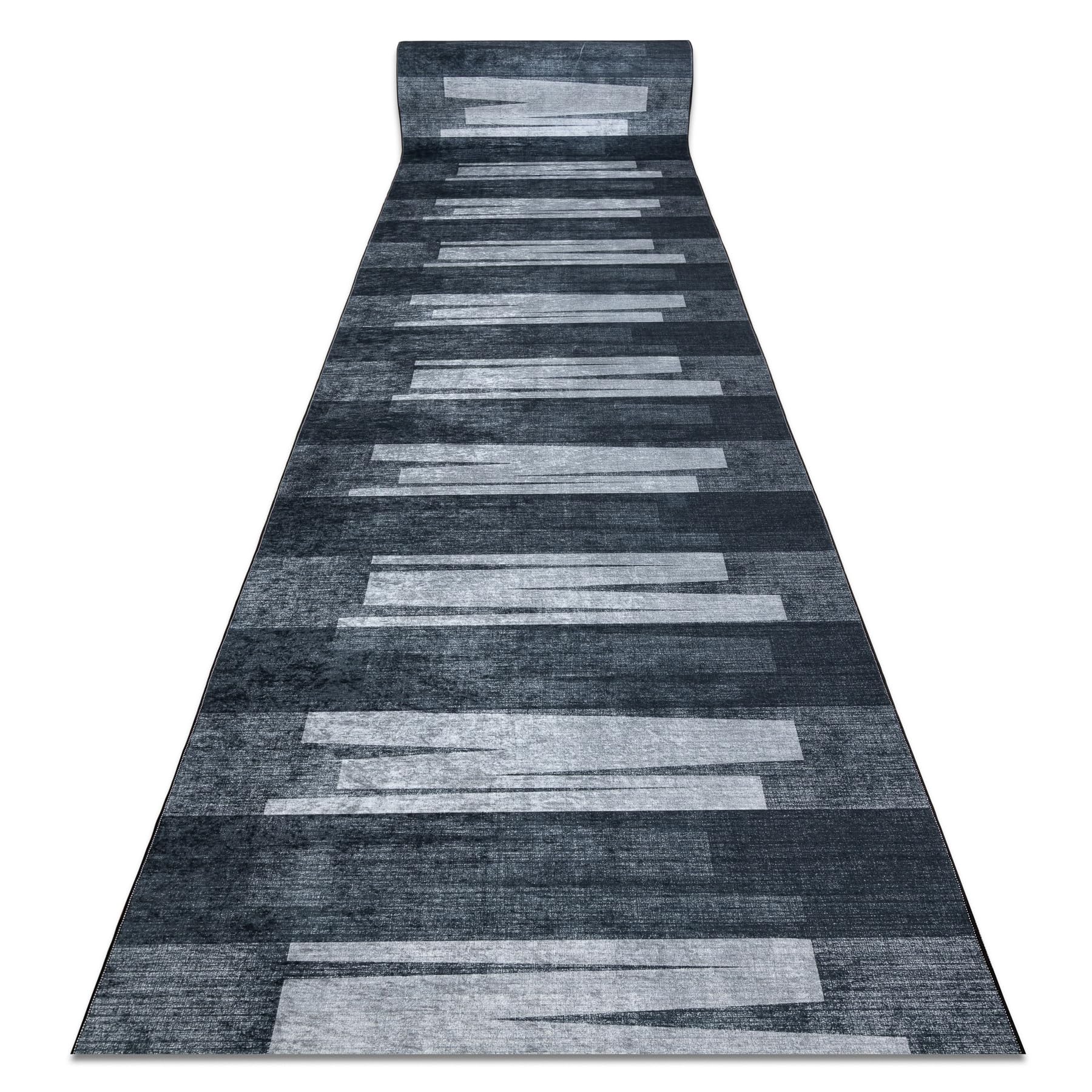 Alfombra antideslizante para pasillo Lotus Veneto 60911, confort de 100x270 cm en color gris moderno