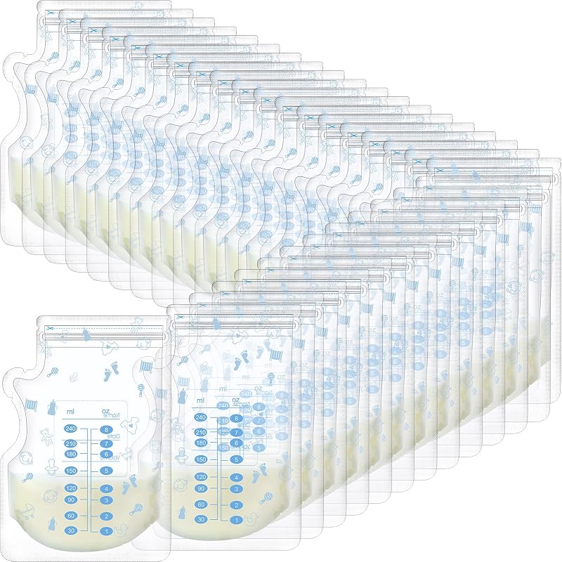 Sherr 500 bolsas de almacenamiento de leche materna 8 oz bolsas de almacenamiento de leche materna para congelador para lactancia materna con boquilla vertedora diseño engrosado a prueba de fugas doble sello bolsas de almacenamiento de lactancia materna autoportantes