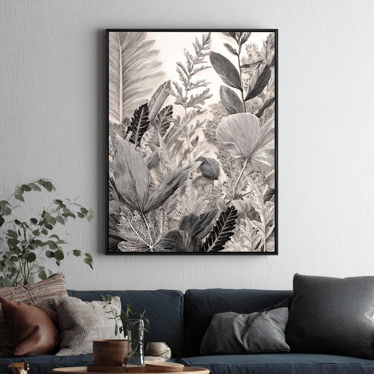 Large Japandi Wall Art, Wabi Sabi Abstract Painting, Portrait Minimalist Canvas, Natural Decor Horizontal Bed Decor(80x120cm/Frameless)