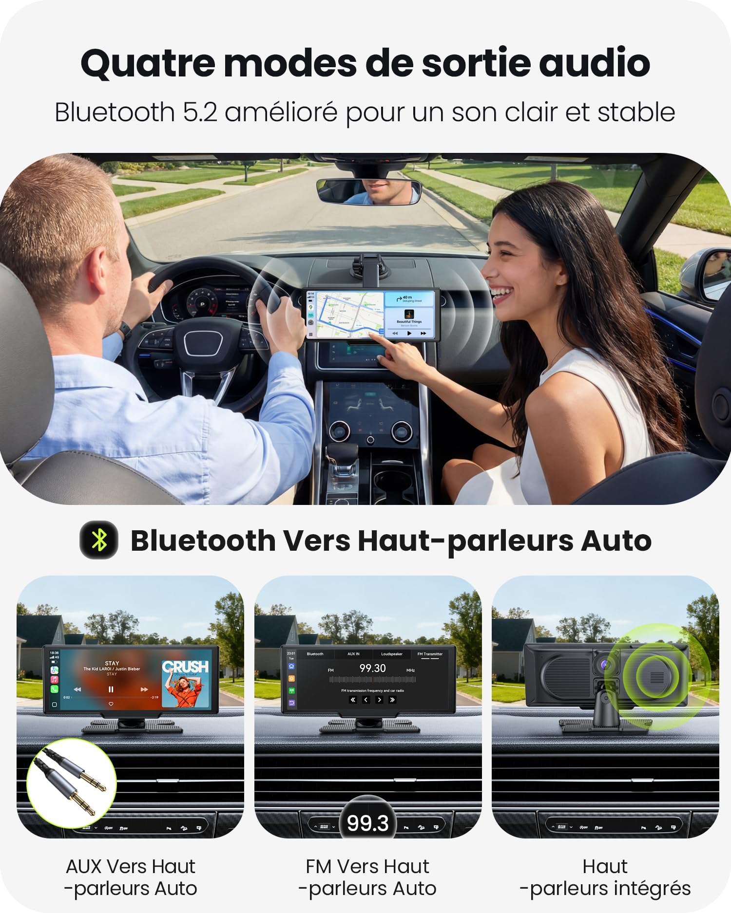 vaett 9,26" Écran CarPlay Voiture pour Apple CarPlay & Android Auto avec Dash Cam 4K et Cam de Recul HD, Car Play avec Mises à Jour OTA, Bluetooth 5.1, Mirror Link