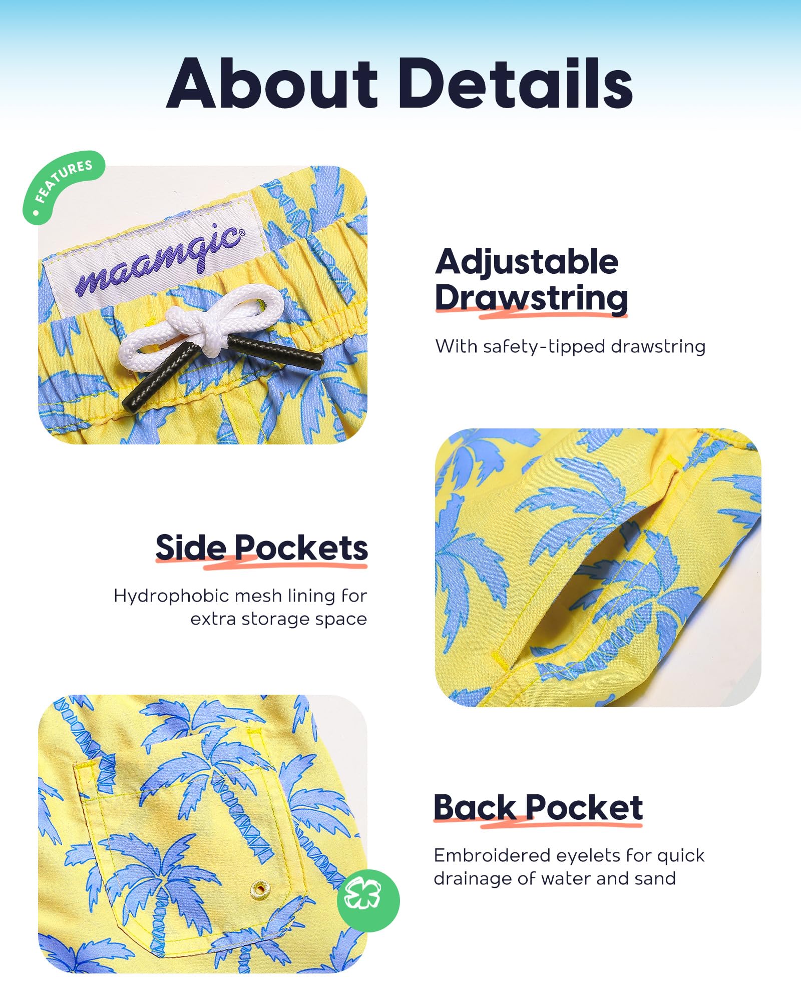 maamgic Costume da bagno per bambini e ragazzi, costume da bagno per bambini | Fodera in rete, morbido, traspirante, leggero, costume da bagno per bambini