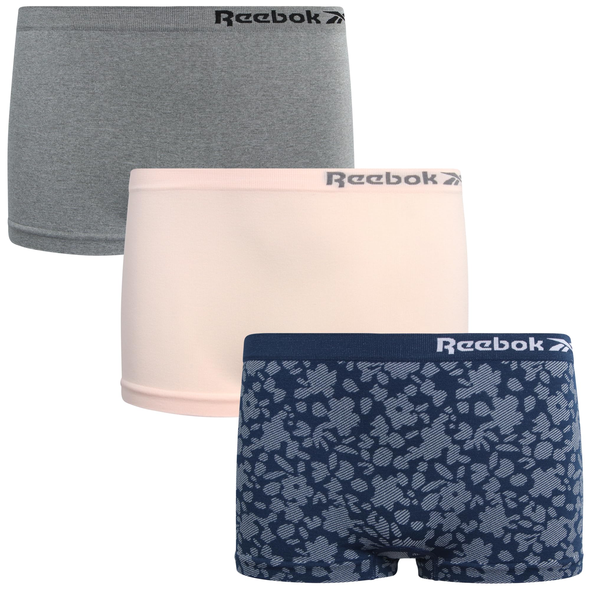Reebok Girls Boyshorts Underwear - 3 Pack Stretch Comfort 2 Inseam Boyshort Panties - Soft Seamless Underwear for