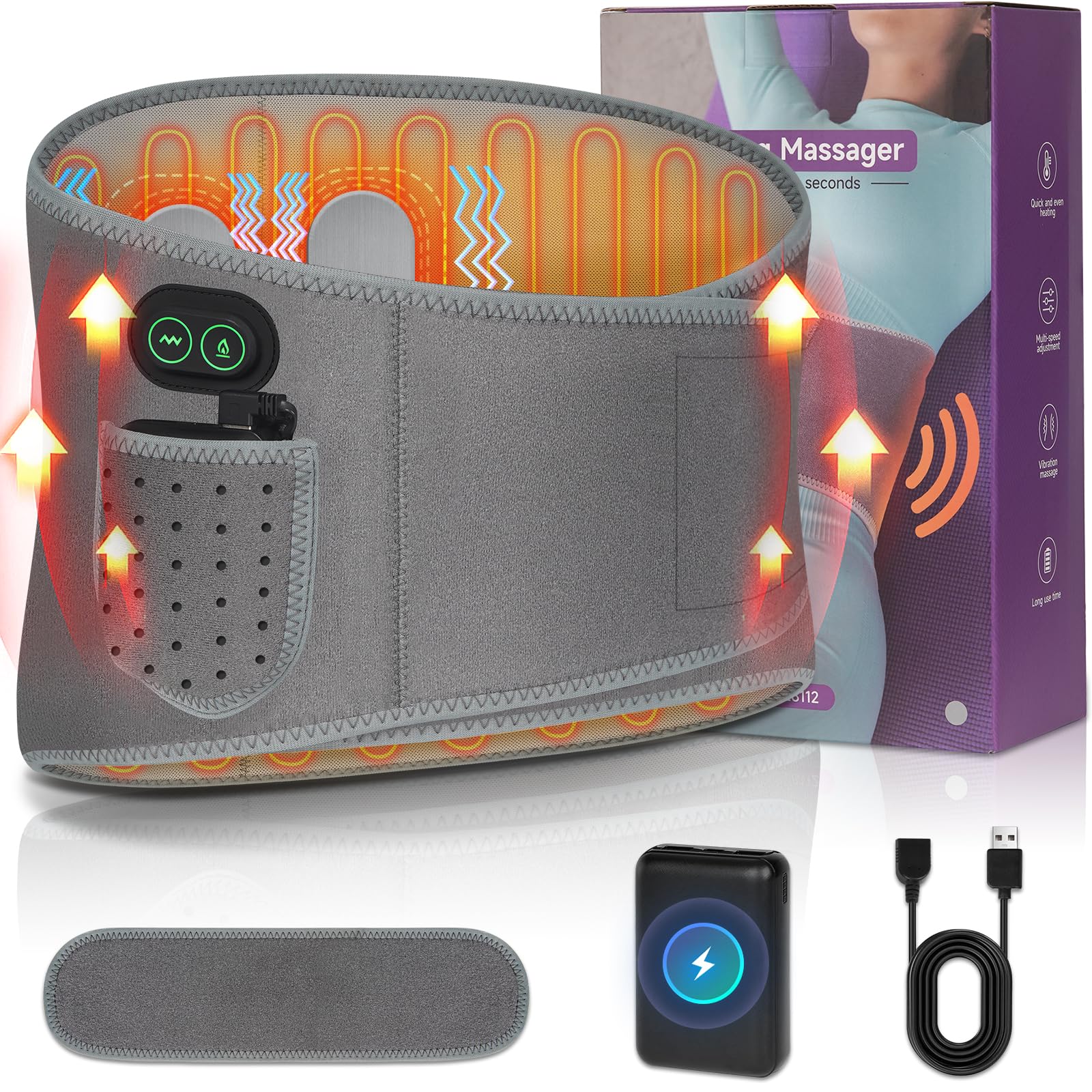 Heating Pad for Back Pain Relief, 60” Large Cordless Heating Pad