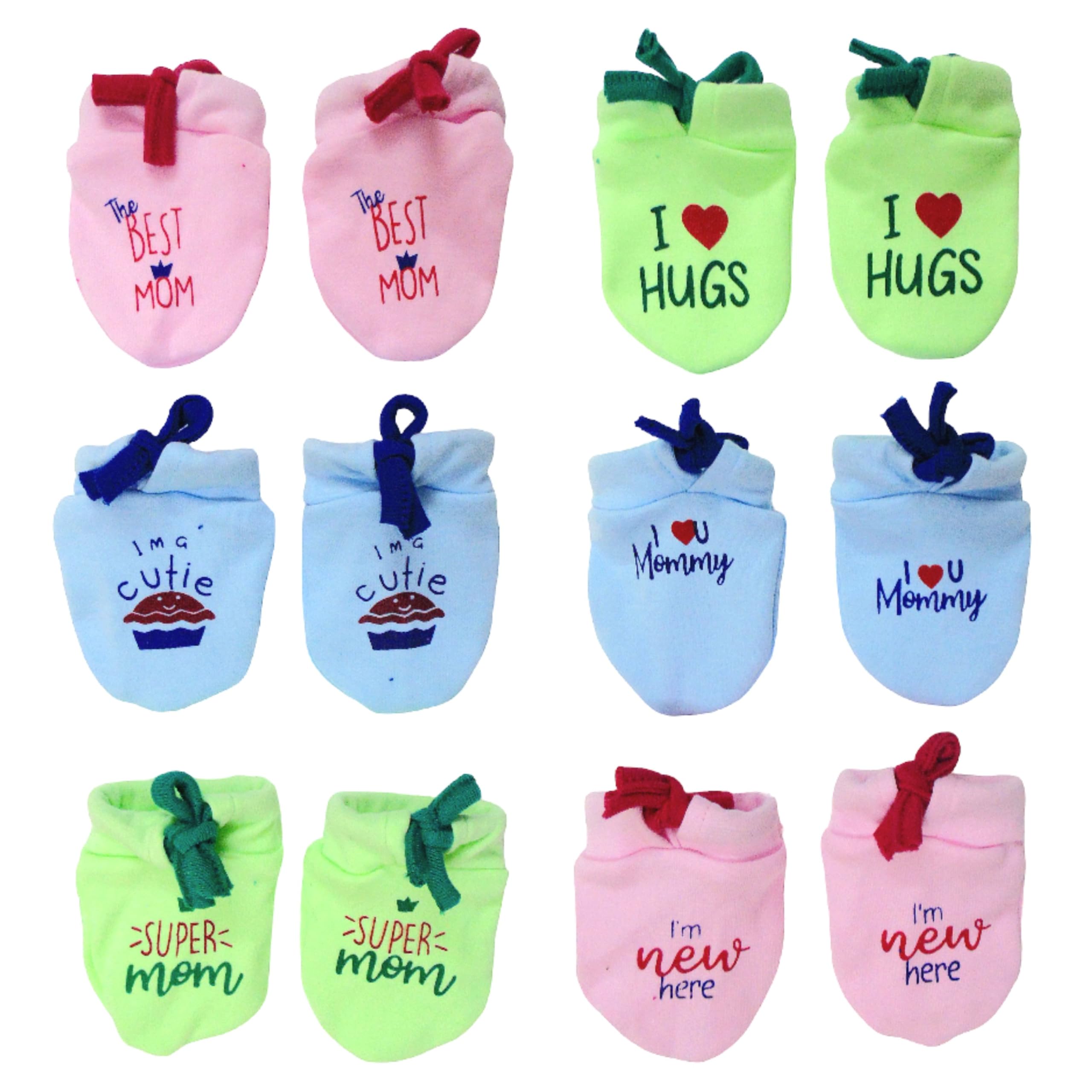 MOM'S DARLING Pack of 6 Pairs, Cotton Mittens for New Born Baby (0-6 Months) | Cotton Gloves with Gentle Elastic Thread Wristbands for Baby 0 to 6 Months-image-8