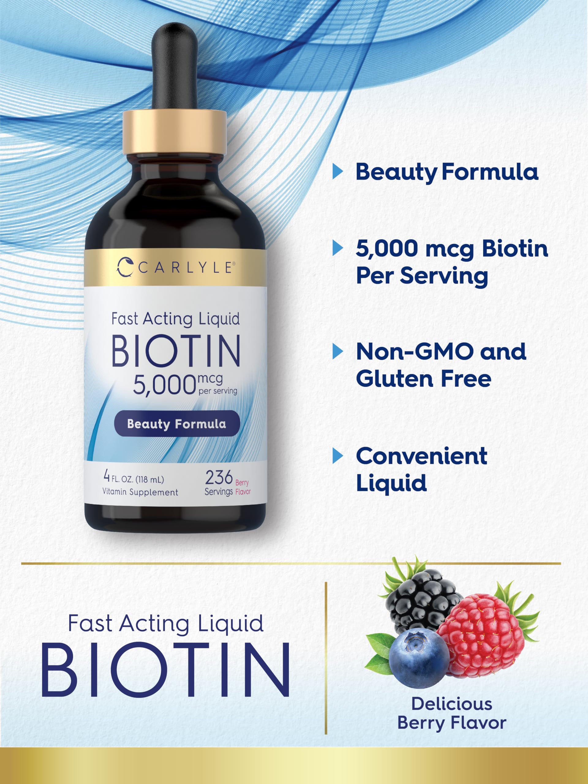 Carlyle Biotin 5000mcg Liquid Drops | 4 fl oz | For Women and Men — Amazon image 4