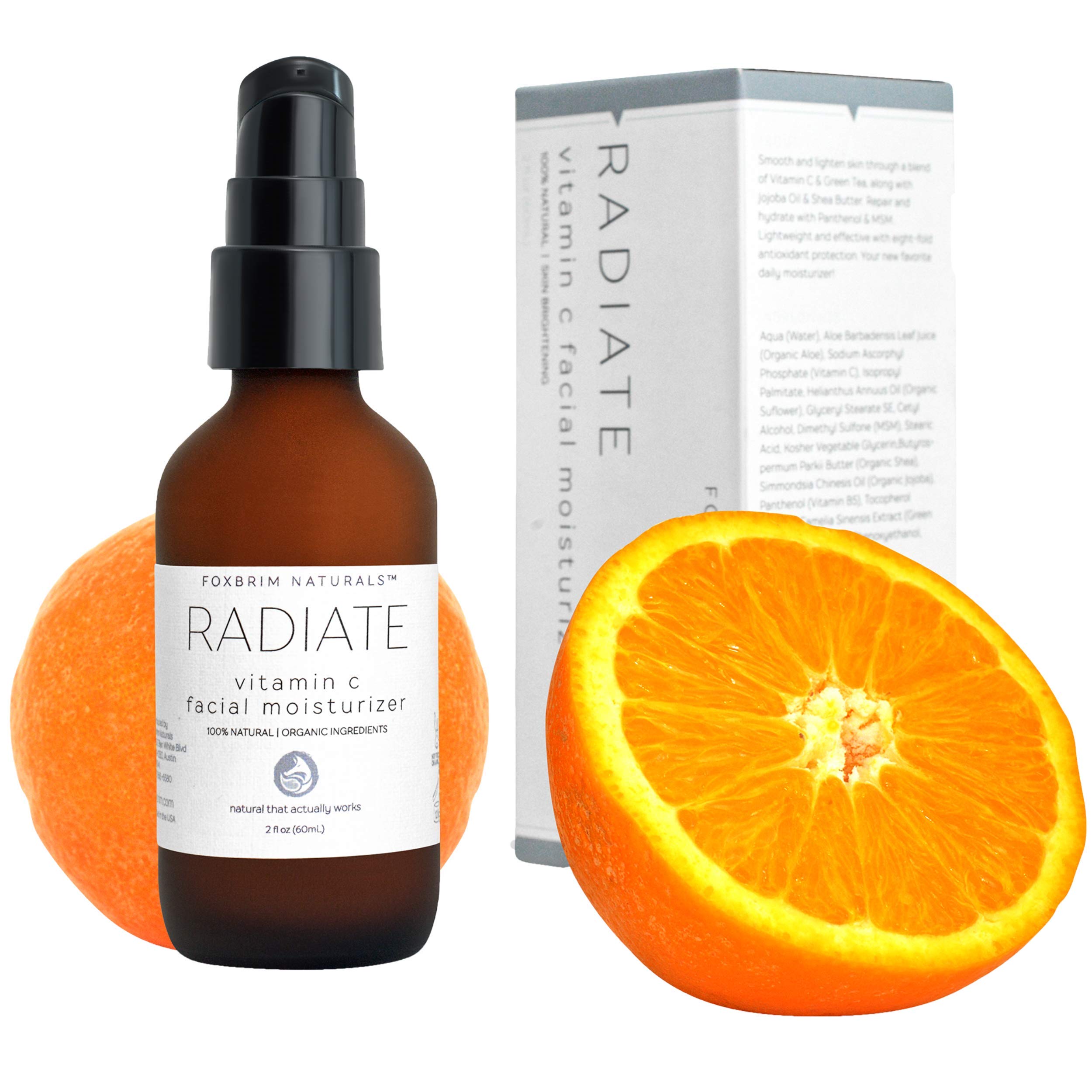 Vitamin C Face Moisturizer - Natural NEW Formula - POWERFUL Antioxidants Vitamin C & Green Tea - Hydrating Jojoba Oil, Shea Butter - Restoring Panthenol & MSM - Foxbrim Naturals