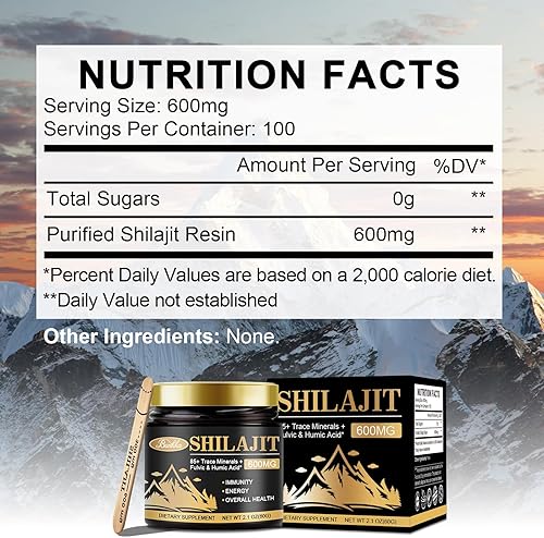 Miniatura 6 de Shilajit - Resina Shilajit orgánica pura del Himalaya, suplemento de alta pureza de 600 mg con más de 85 oligoelementos y ácido fúlvico para energía