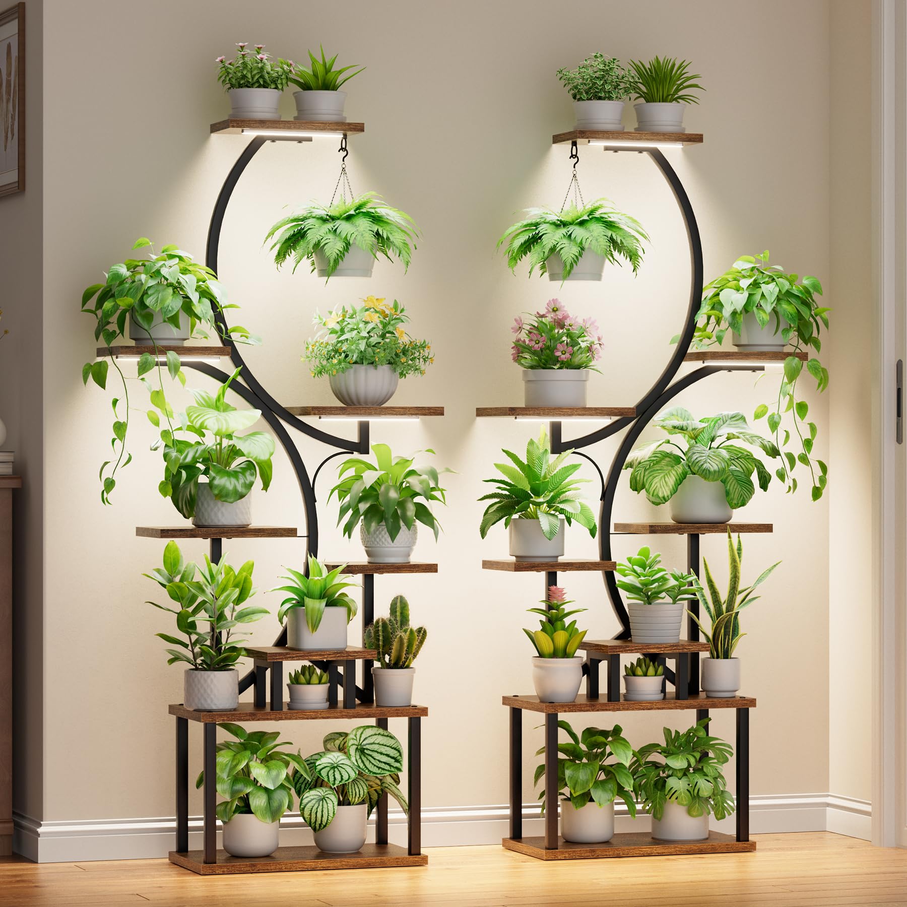 BACEKOLL 8-Tier Plant Stand with Grow Light