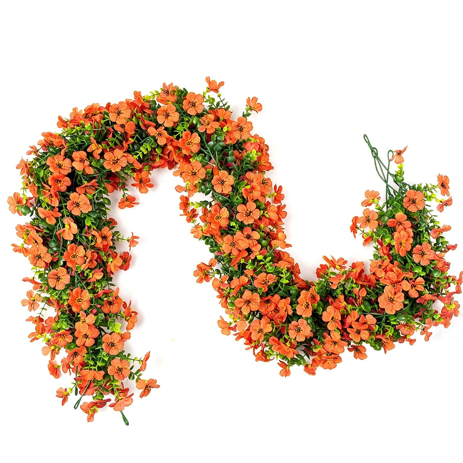 PANGBOER Simulation Leaves Flower Plant 1.8Meter Artificial Plant Hanging Decoration for Easter Christmas Wedding Realistic Faux Flower Wall Deck