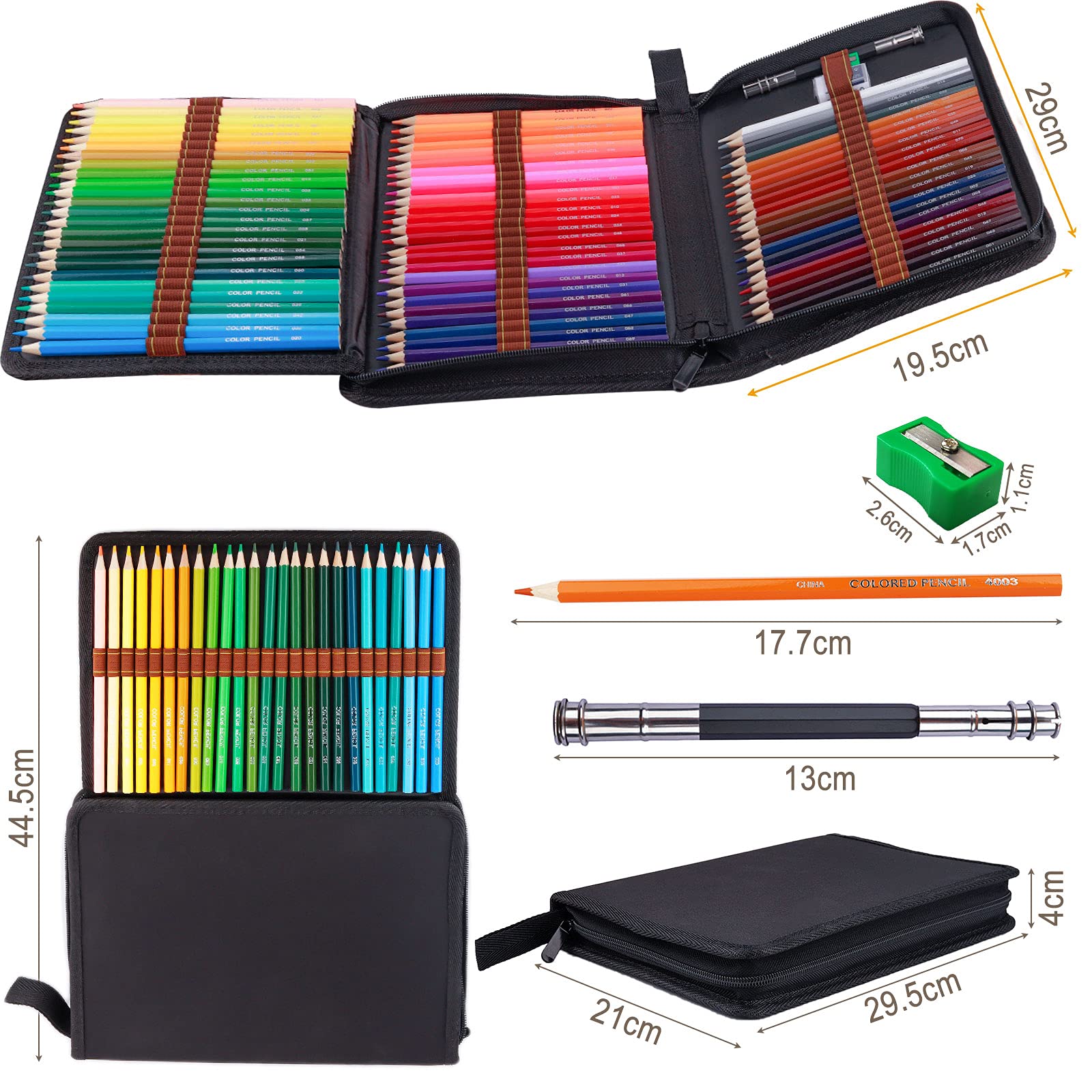 Frasheng Professionali Matite Colorate Set da 72 con Astuccio Zip Gomma Estensore Temperino per Disegno