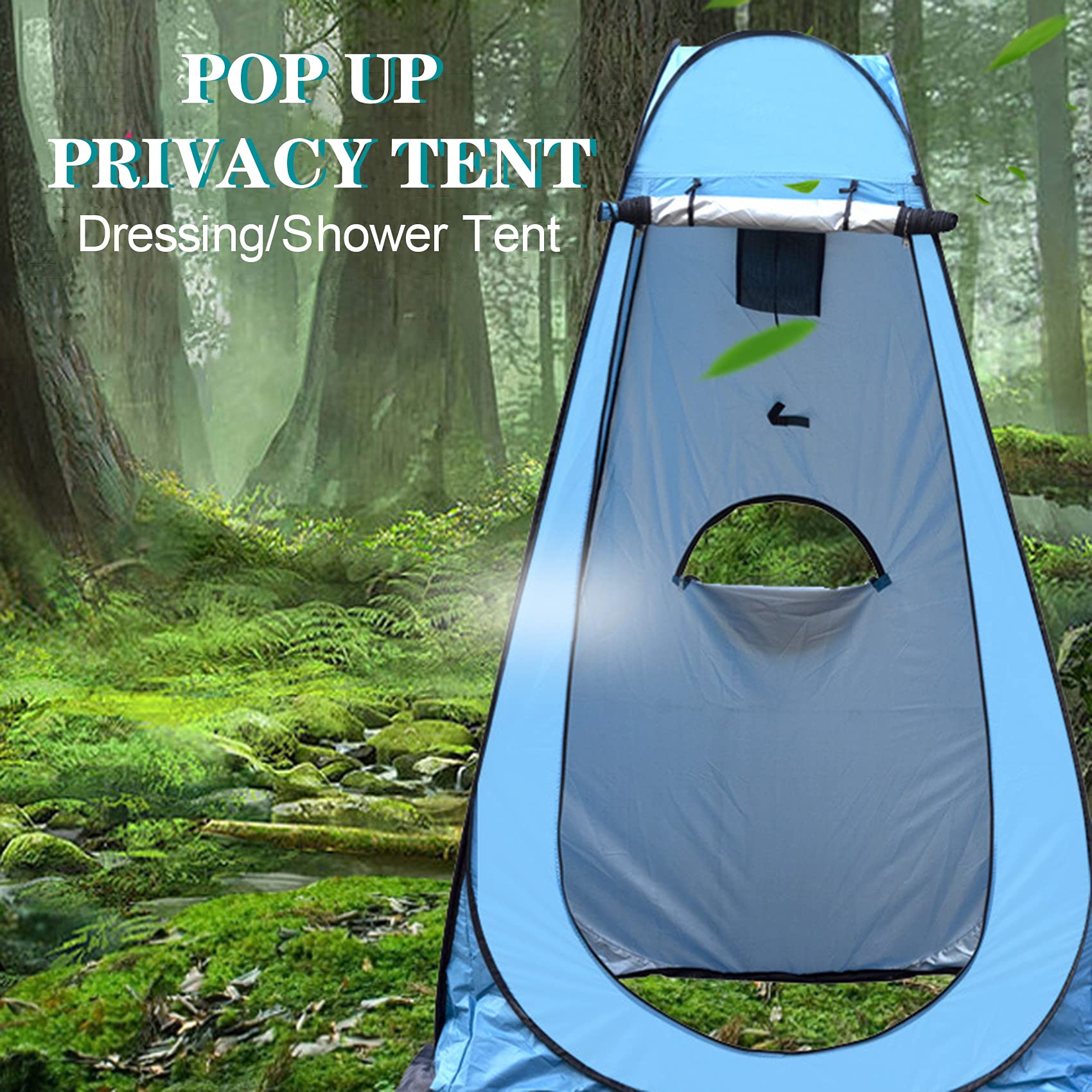 Pop-up Prywatność Namiot Prysznicowy Natychmiastowy Lekki Przenośny Przebieralnia Obóz Toaleta Toaleta Łazienka Schronienie Przeciwdeszczowe z 3 Oknami Woda - Ochronna Wentylacja Kieszeń