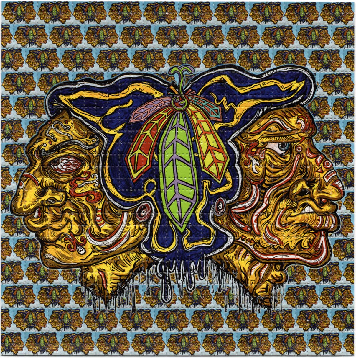 Hawk Feathers by Melty Bros Signed Aaron Brooks & Vincent Gordon & Zane Kesey BLOTTER Art Limited Ed