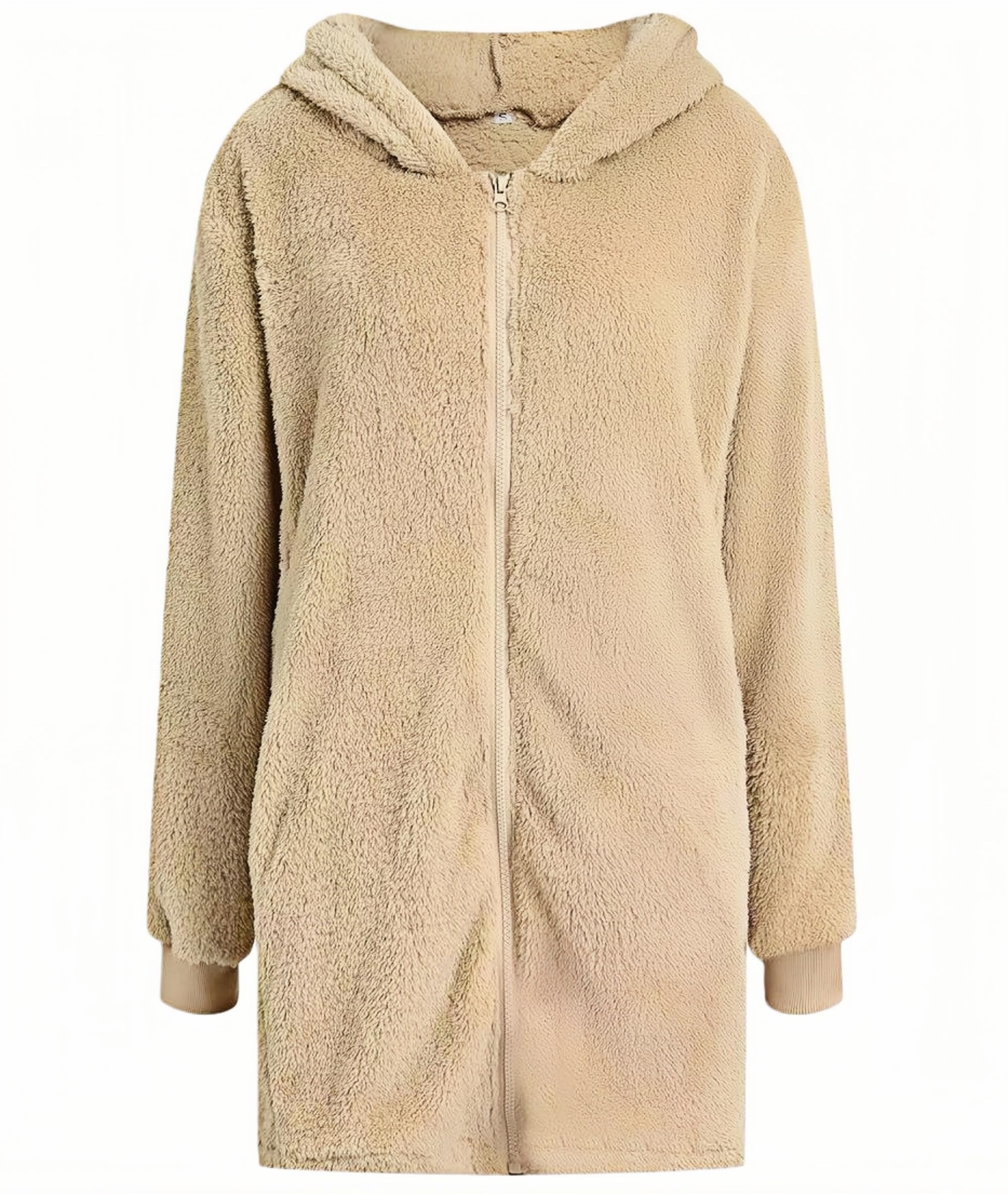 Aozdrion Womens oversized wool hooded cardigan jacket full zipper long sleeved pocket loose plush cardigan
