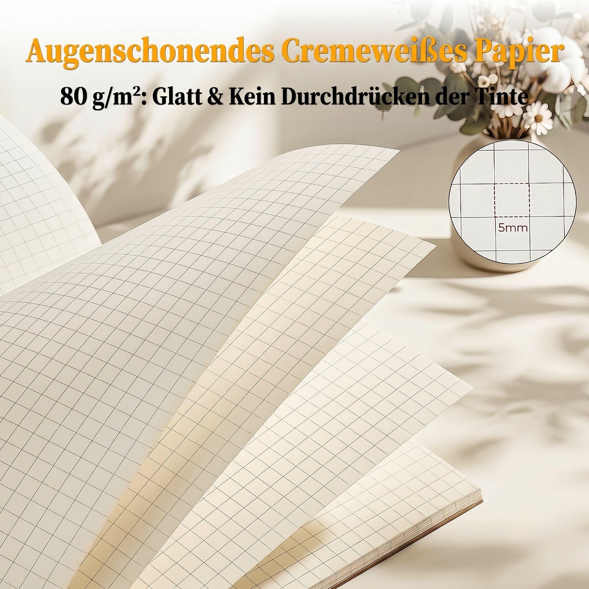 VEESUN Notizbuch A5 Kariert 100er Set Notizheft 30 Blatt Notizblock | Fadenheftung 180° Flach / DIY Kraft Softcover / 80 g/m2 Augenschonendes Cremeweißes Papier fur Büro Zurück zur Schule