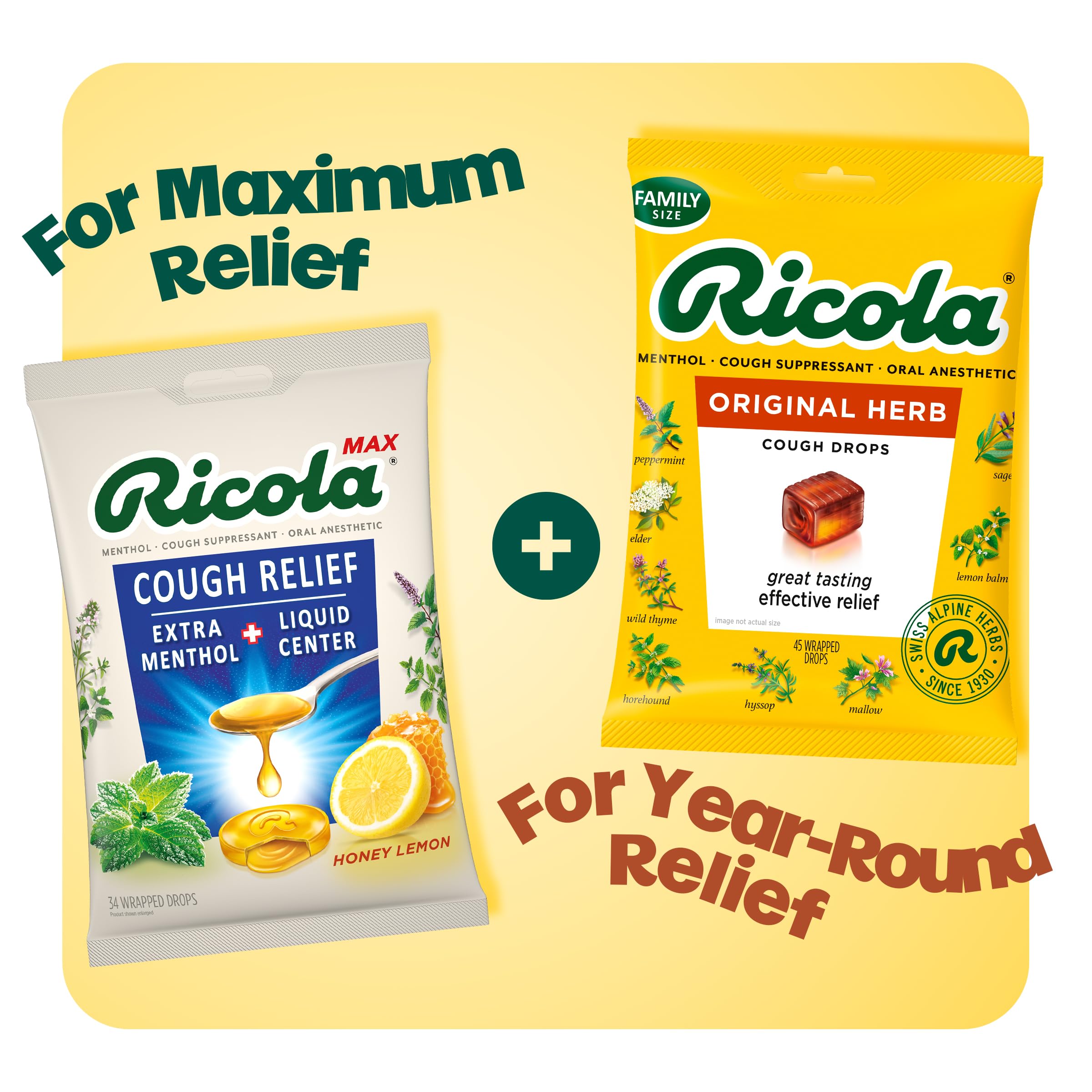 Ricola Original Herb Cough Drops, 45 Count, Cough Suppressant & Throat Relieving Drops with Naturally Sourced Menthol, Pleasing Herbal Taste for Coughs & Throat Irritation Symptom Relief — Amazon image 5
