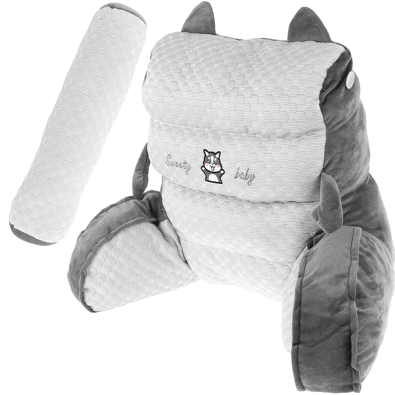 Therapeutic Reading Pillow, 23.6×19.6inch Ergonomic Cuddle Cushion Ultra-Comfy Back Rest Support Pillow Detachable Bedrest Pillow with Support Arms for Reading Relaxing(Husky)