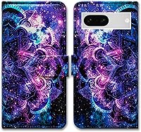 Vista 21 de Pixel 7a - Funda de piel con tapa y función atril para Google Pixel 7a, diseño de flores y mariposas azules