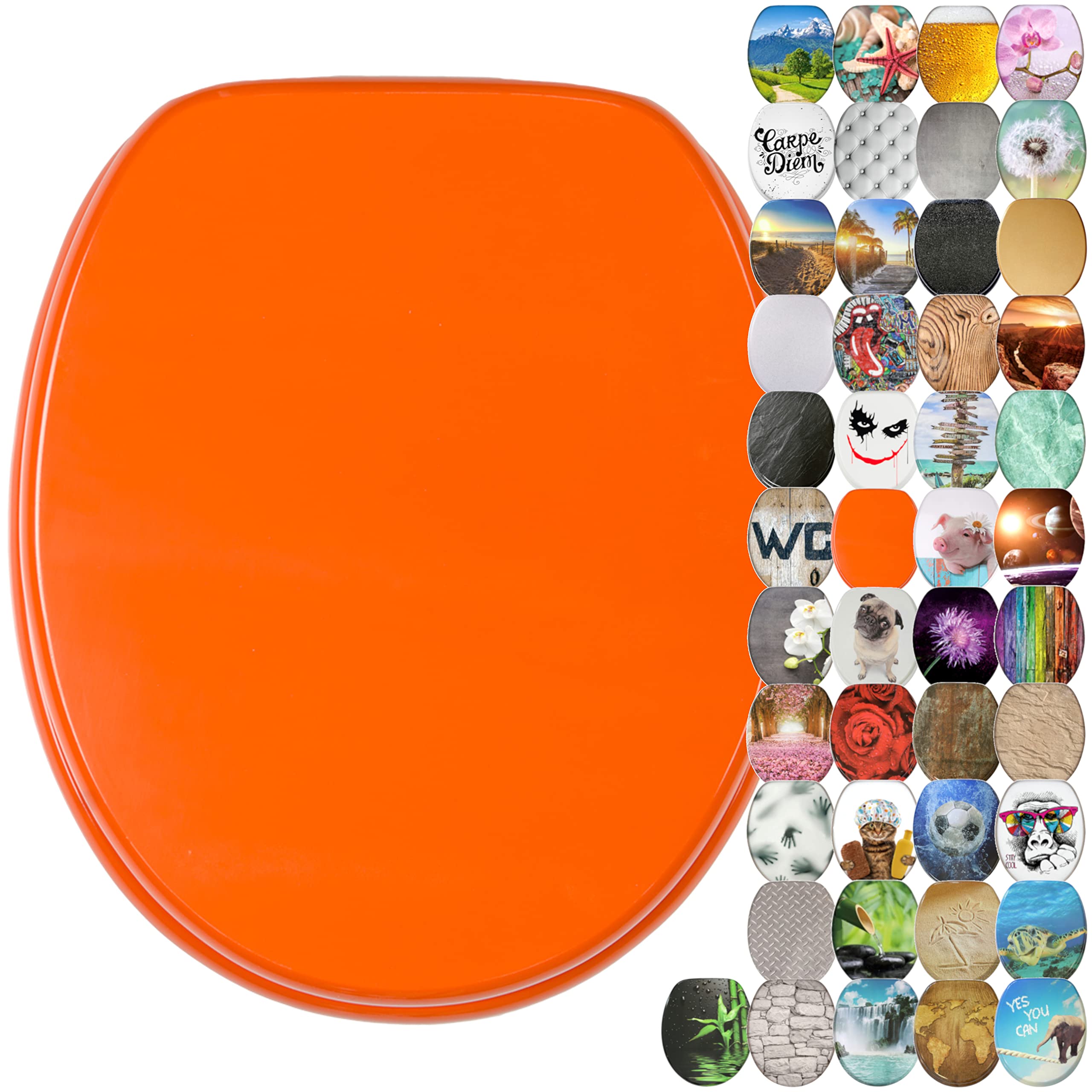 Sanilo Orange Soft Close Toilet Seat With Quick Release, Toilet Lid Detachable At The Press Of A Button, Easy Installation From Above (Orange)