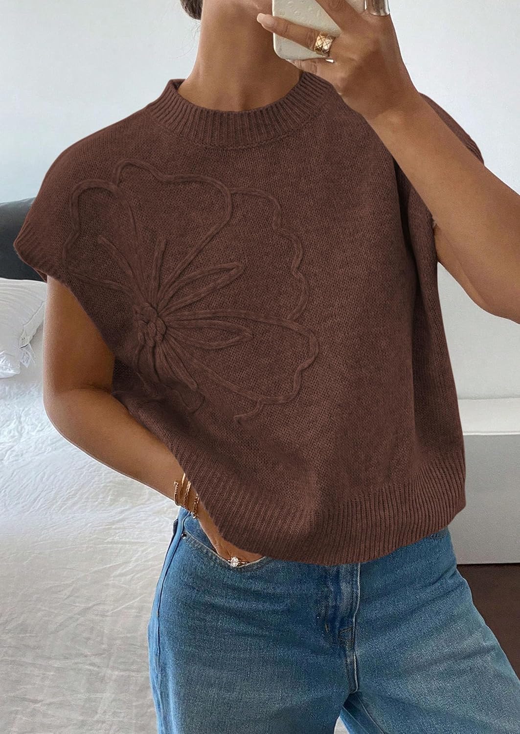  Women's Summer Short Cap Sleeve Sweater Vest thumbnail