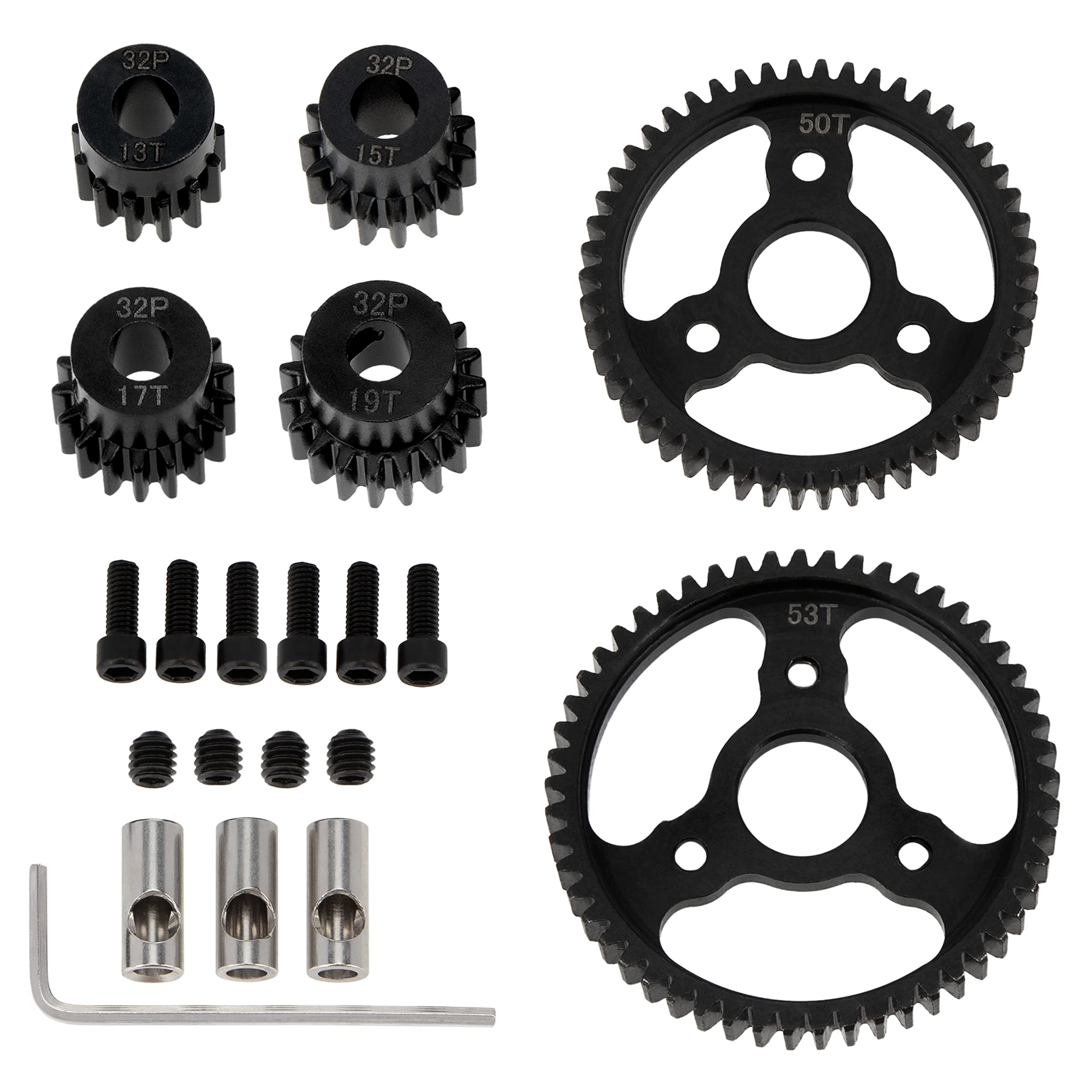 DKKY 6PCS 32P M0.8 Metal Hardened Steel Gear 53T 50T Spur
