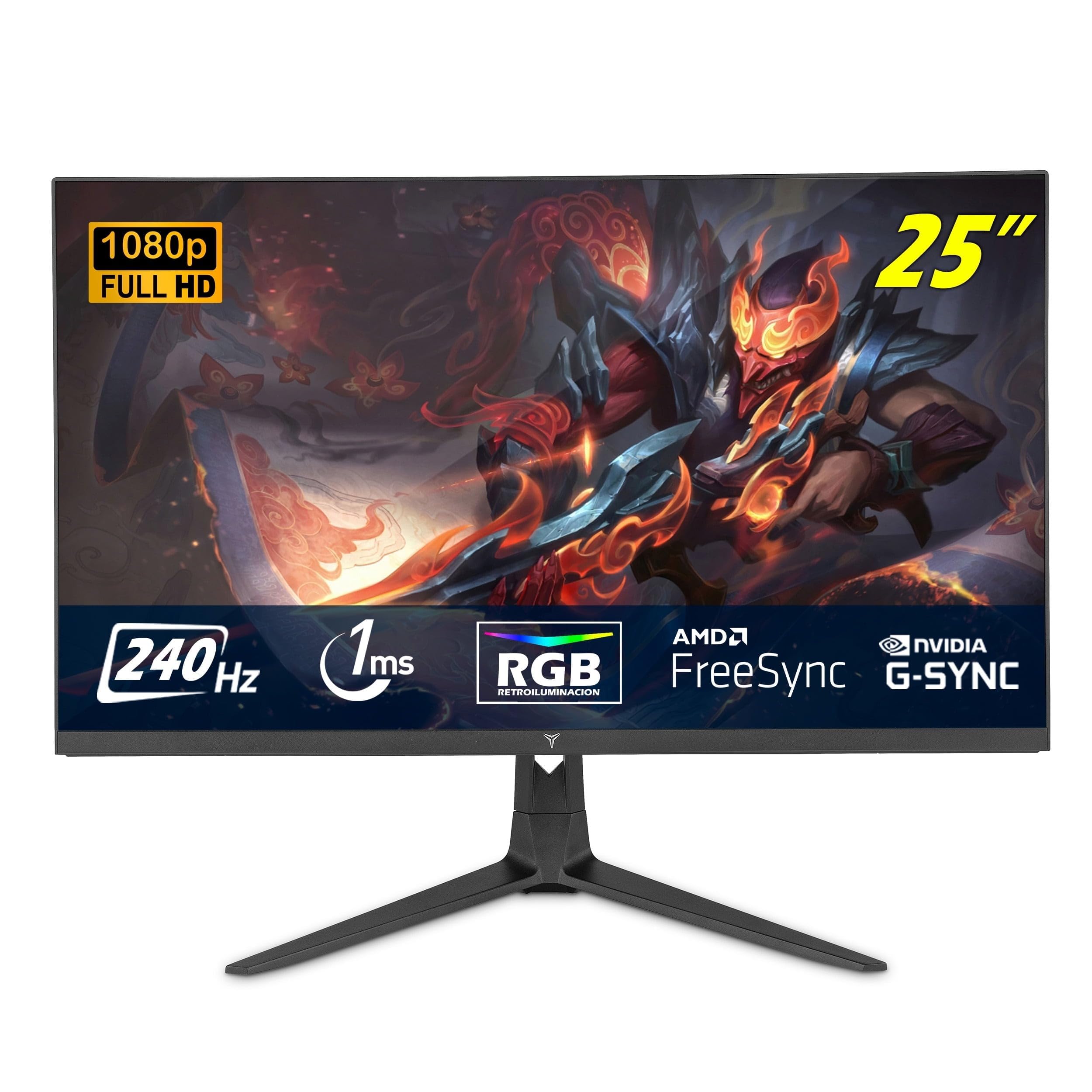 YEYIAN Monitor Piatto Gaming Advance 25" FHD | 1920 x 1080 | Pannello LED VA | Effetti RGB | View 178° | 3000:​1 | 240 Hz | 16:​9 | 16,​7 milioni di colori | Risposta 1 ms | VESA | DisplayPort/​HDMI