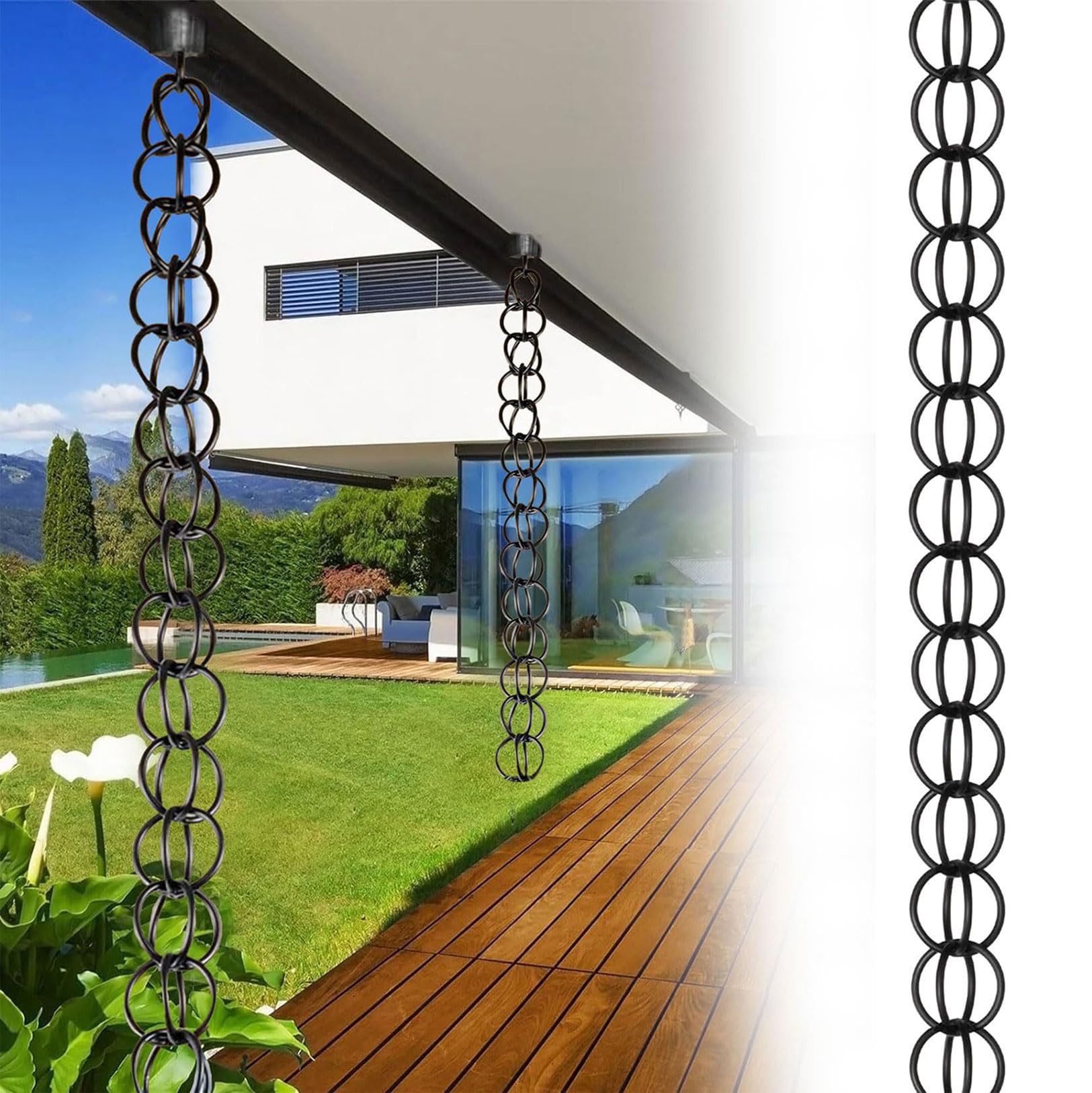 2m Chains de Pluie, Élégante chaîne de Pluie d'extérieur en Alliage d'aluminium, Pratique et élégante, idéale pour diriger l'eau de Pluie et embellir Les Jardins